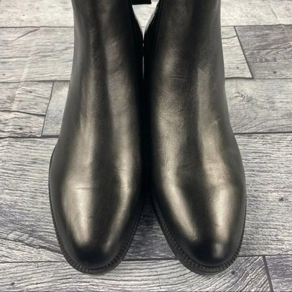 NEW zara bootie black leather ankle boots elastic GUSSET pull on womens 11 EU 42 - Picture 11 of 16